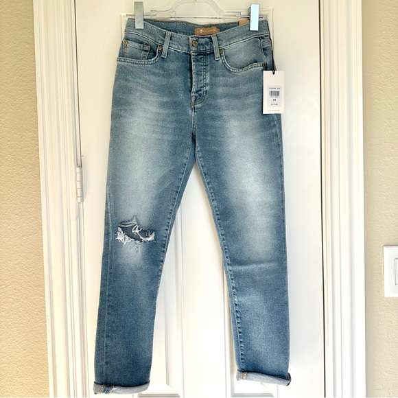 7 FOR ALL MANKIND “Luxe Vintage Josefina” Light Denim Distressed Jeans NWT!! - Picture 5 of 15